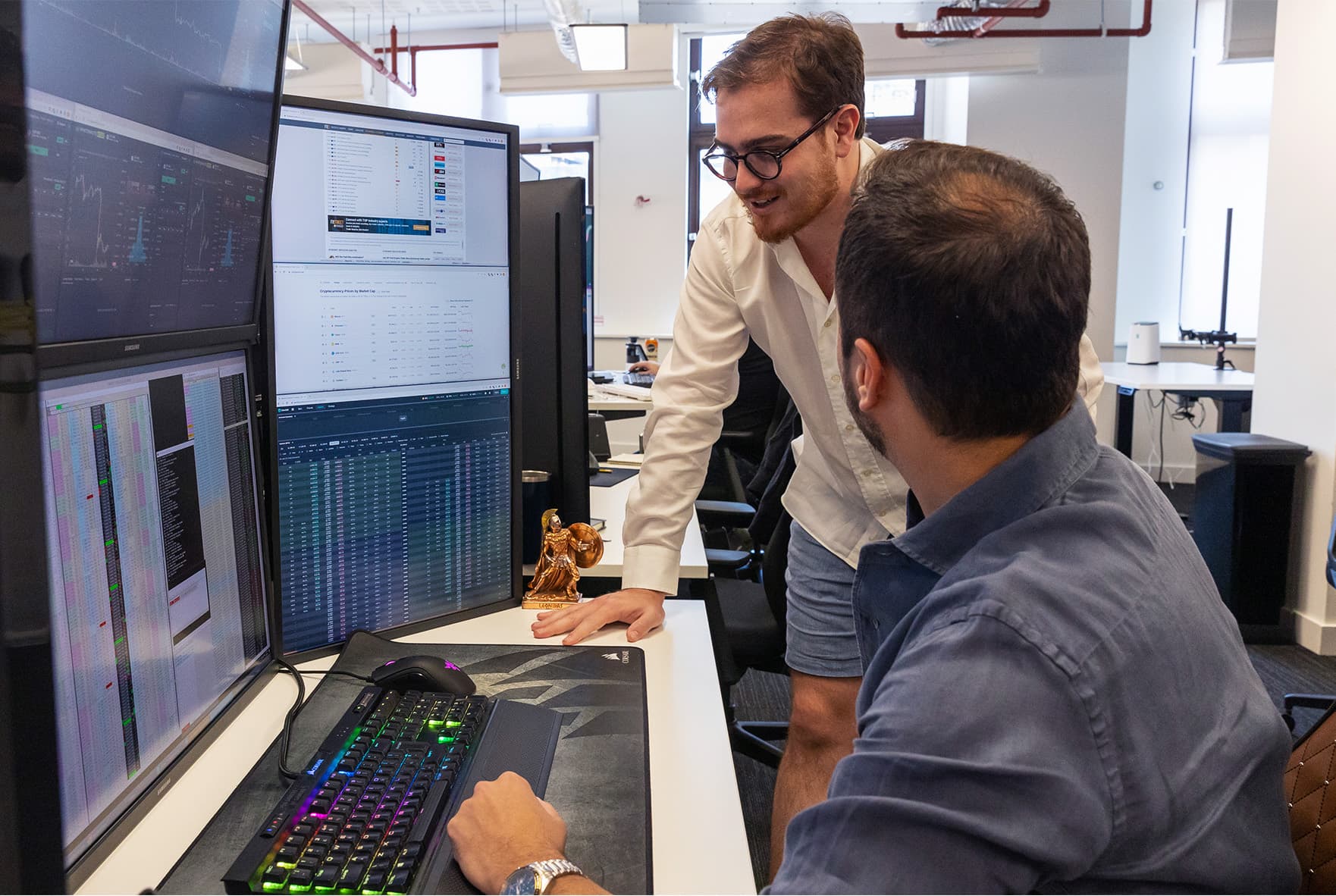 TitanDeFi team working at trading desks